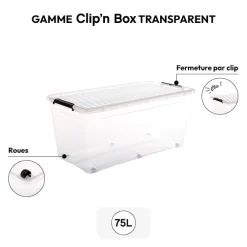 5five Boîte en plastique transparente 75L
