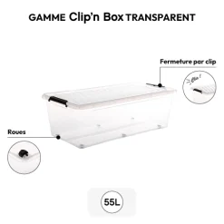 5five Boîte en plastique transparente 55L