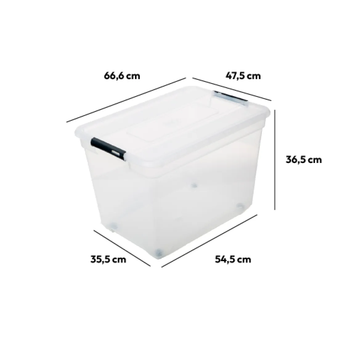 5five Boîte en plastique transparente 80L