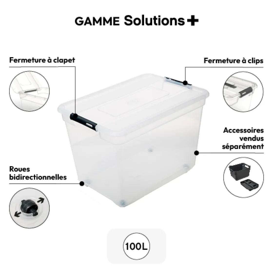 5five Boîte en plastique transparente 100L