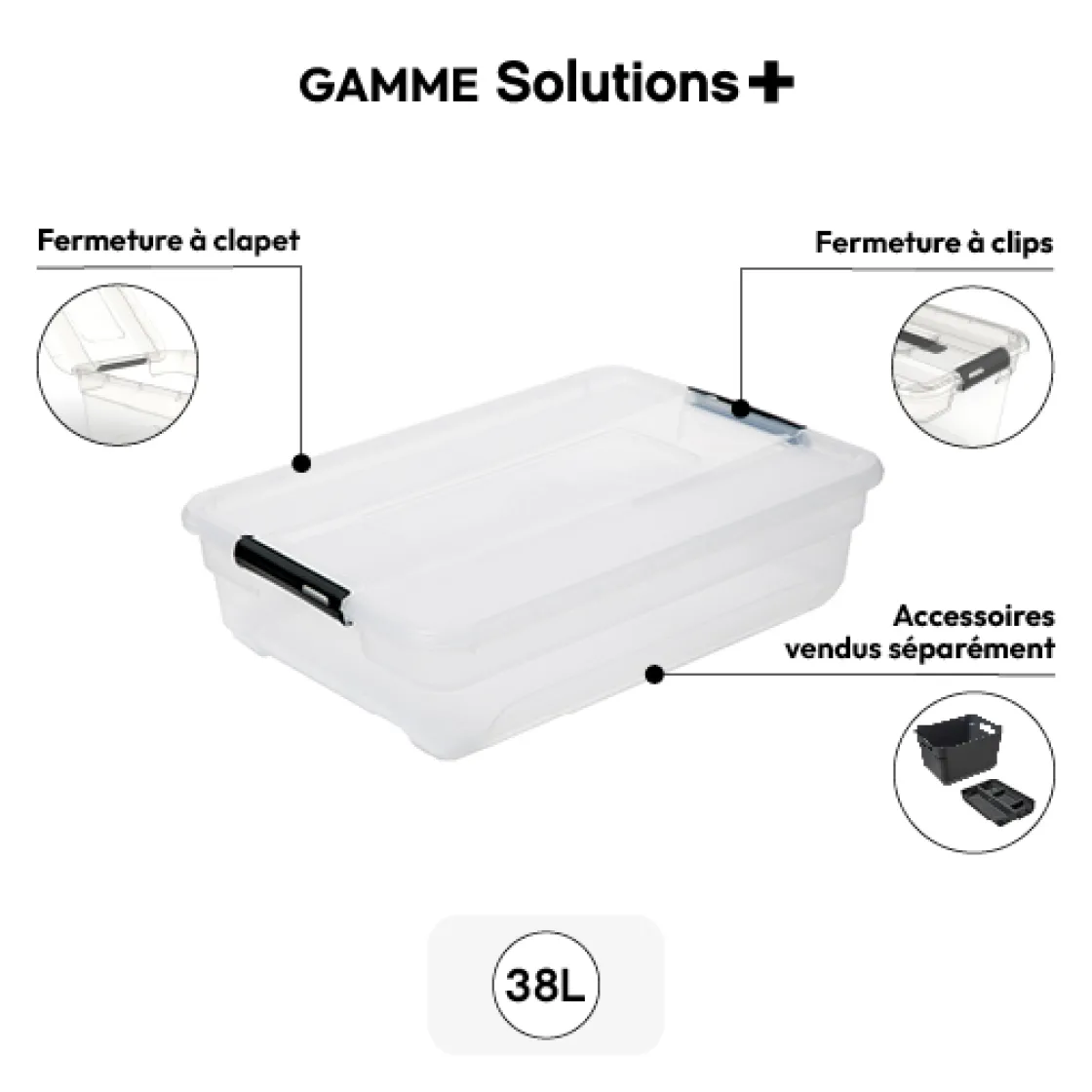 5five Boîte en plastique transparente 38L