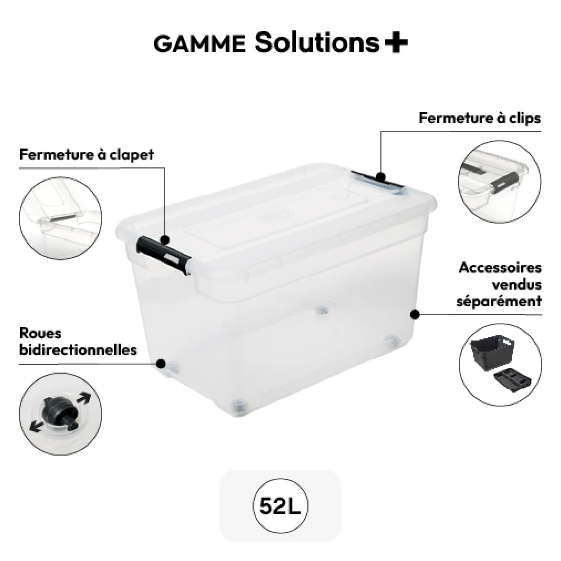 5five Boîte en plastique transparente 52L
