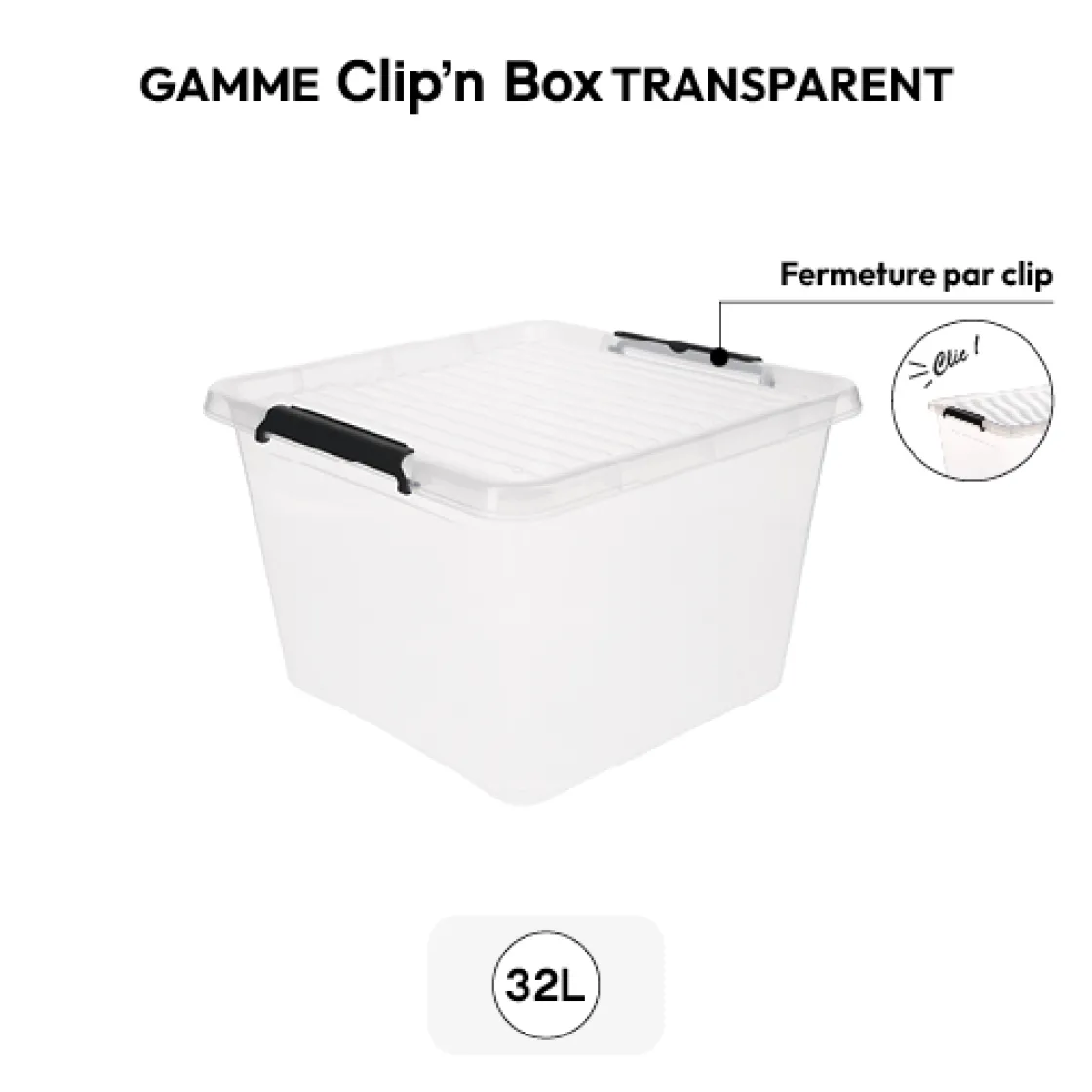 5five Boîte en plastique transparente 32L