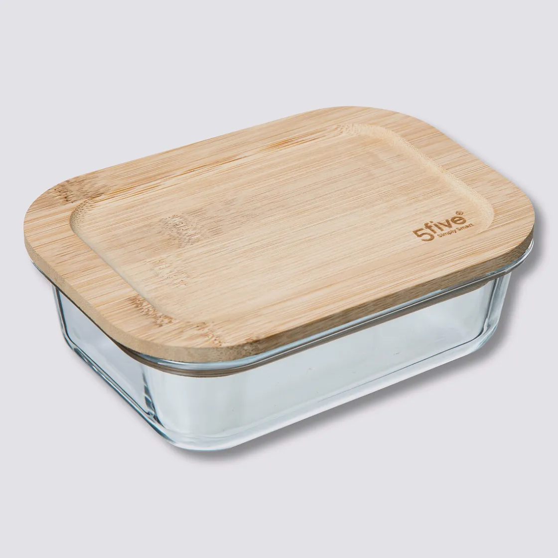 5five Boîte verre couvercle bambou 1L