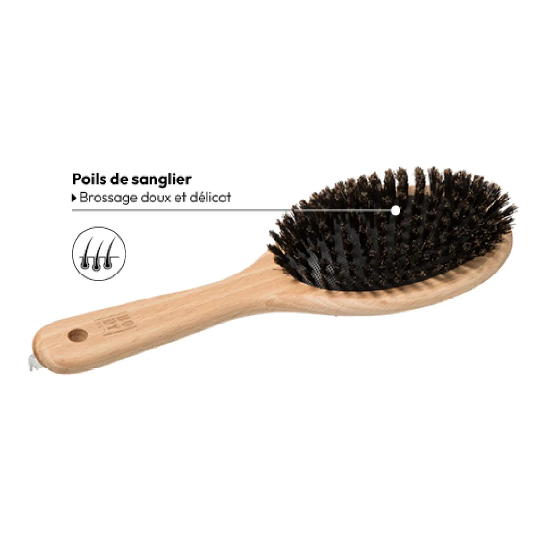 5five Brosse à cheveux ovale bois, Poils de sanglier