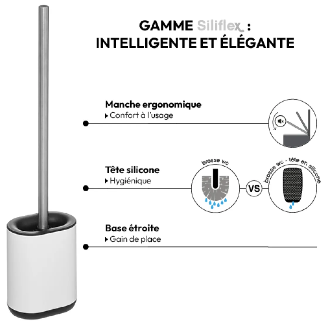 5five Brosse WC métal, Blanc