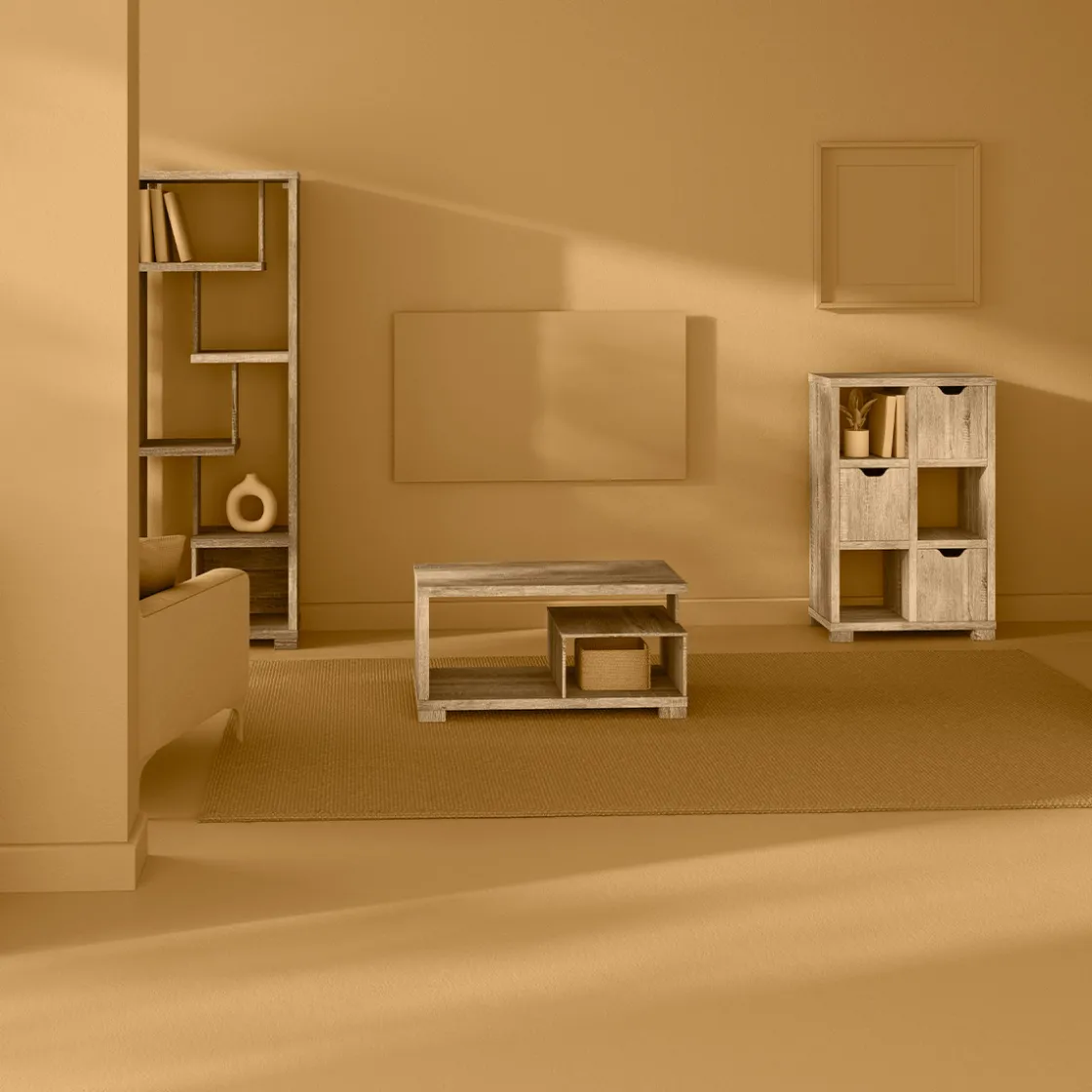 5five Buffet 3 portes, Effet chêne naturel