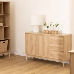 5five Buffet placard 3 tiroirs, Effet chêne naturel