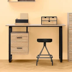 5five Bureau avec caisson - Effet bois, noir