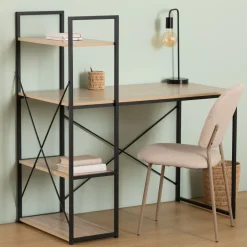 5five Bureau avec étagères, Effet chêne naturel