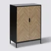 5five Cabinet 2 portes, Effet pin naturel et noir