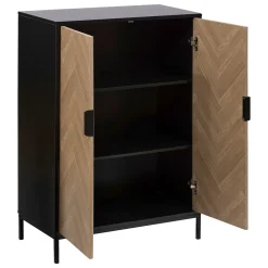 5five Cabinet 2 portes, Effet pin naturel et noir