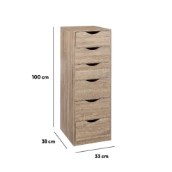 5five Caisson 6 tiroirs, Effet bois naturel