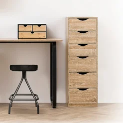 5five Caisson 6 tiroirs, Effet bois naturel