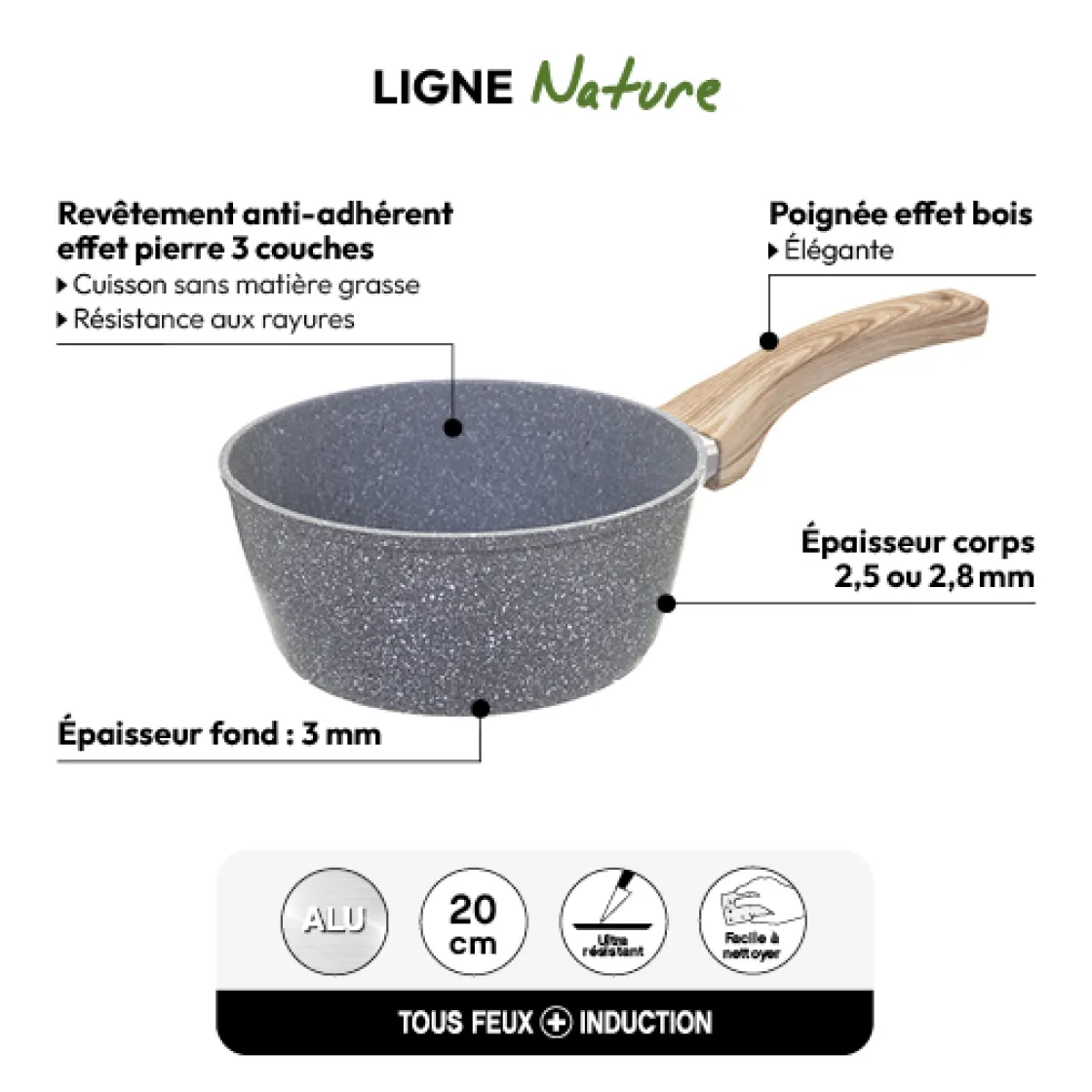 5five Casserole Aluminium forgé, 20 cm