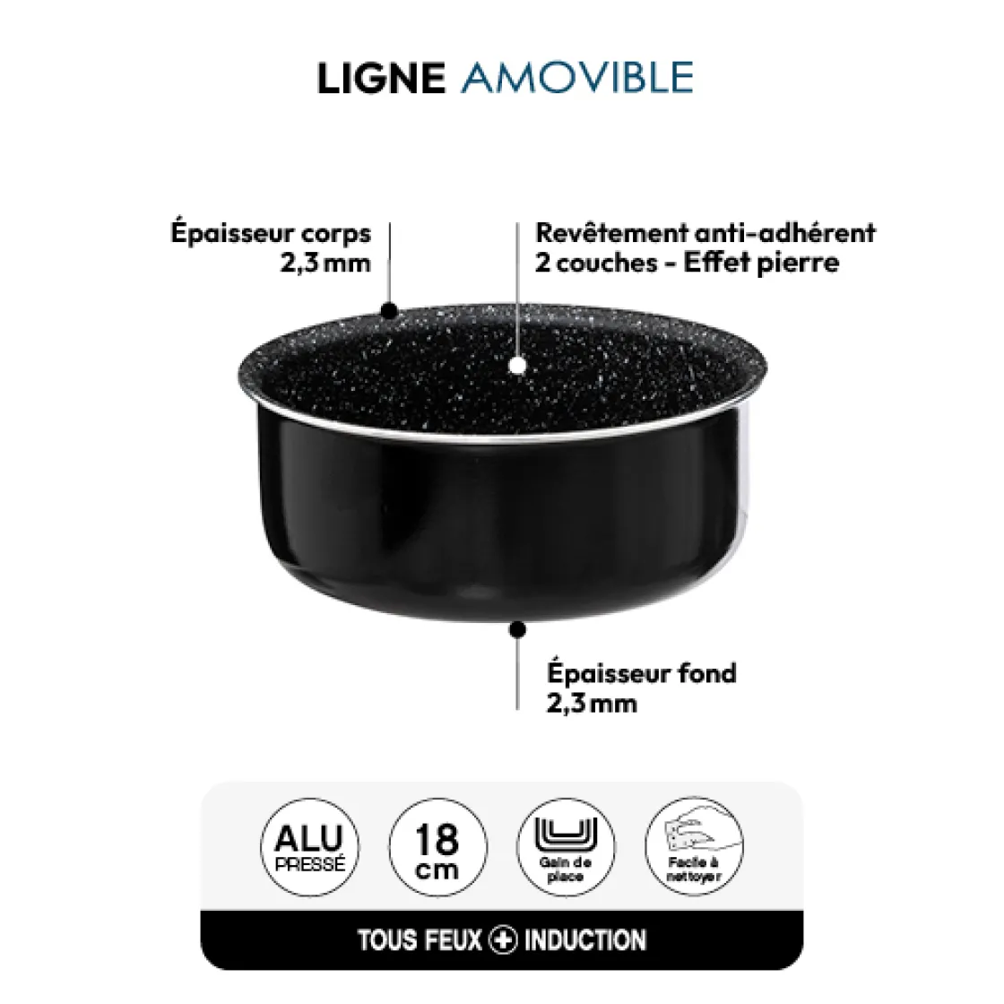 5five Casserole Aluminium pressé, 18 cm