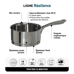 5five Casserole Inox, 16 cm