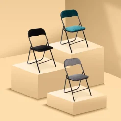 5five Chaise pliante en velours, Bleu