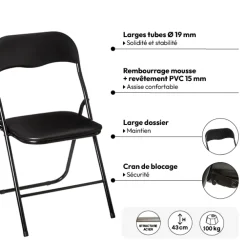 5five Chaise pliante, Noir