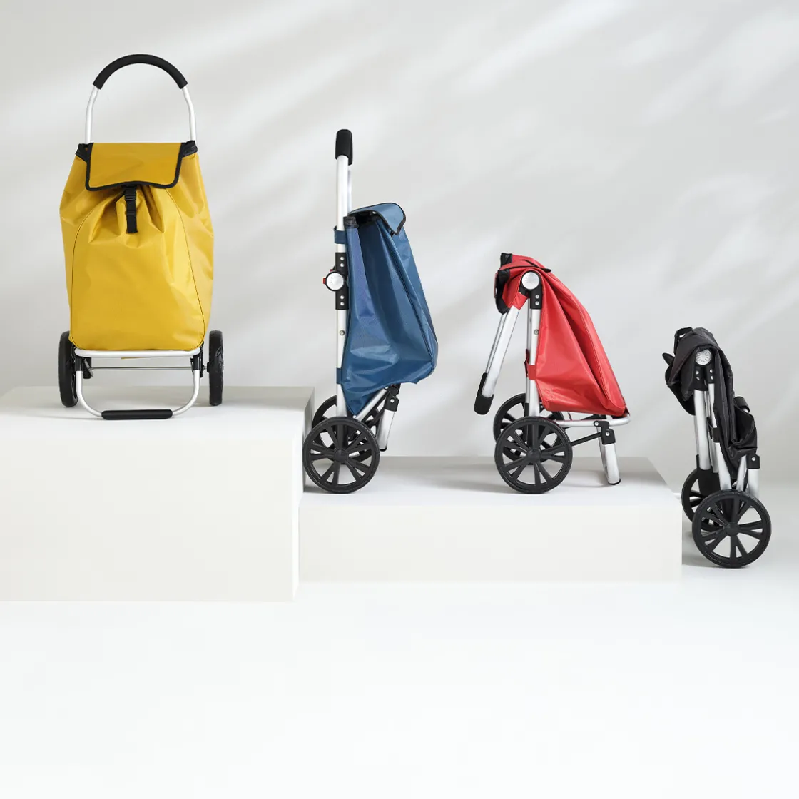 5five Chariot de course pliable 2 roues, Jaune moutarde