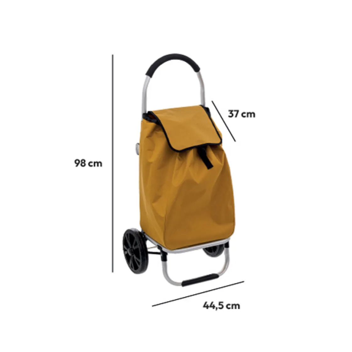 5five Chariot de course pliable 2 roues, Jaune moutarde