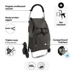 5five Chariot de course pliable 6 roues 36L, Vert kaki