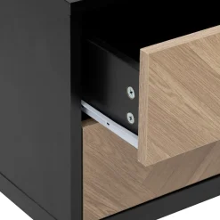 5five Chevet 2 tiroirs, Effet pin naturel et noir