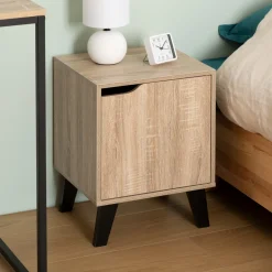 5five Chevet effet chêne naturel, Noir