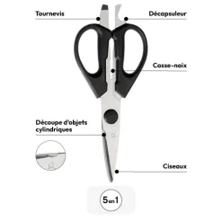 5five Ciseaux multi-fonctions, Noir