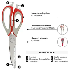 5five Ciseaux multi-fonctions, Rouge