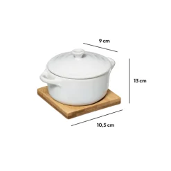 5five Cocotte céramique 10 cm, Bambou et Blanc