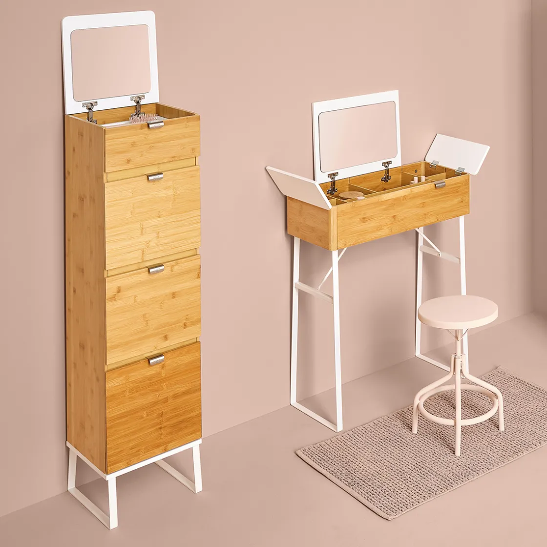 5five Coiffeuse avec miroir, bambou