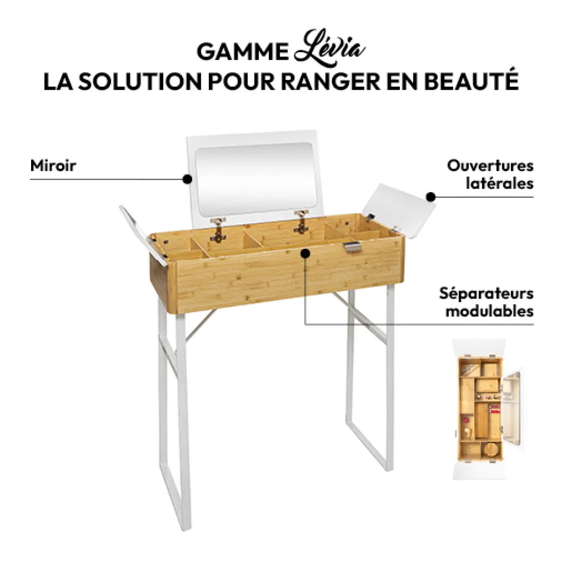 5five Coiffeuse avec miroir, bambou