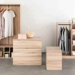 5five Commode 2 tiroirs, Effet bois naturel