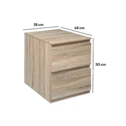 5five Commode 2 tiroirs, Effet bois naturel