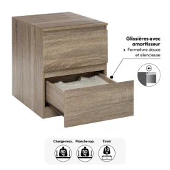 5five Commode 2 tiroirs, Effet bois naturel
