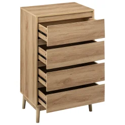 5five Commode 4 tiroirs, Effet chêne naturel