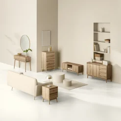 5five Commode 4 tiroirs, Effet chêne naturel