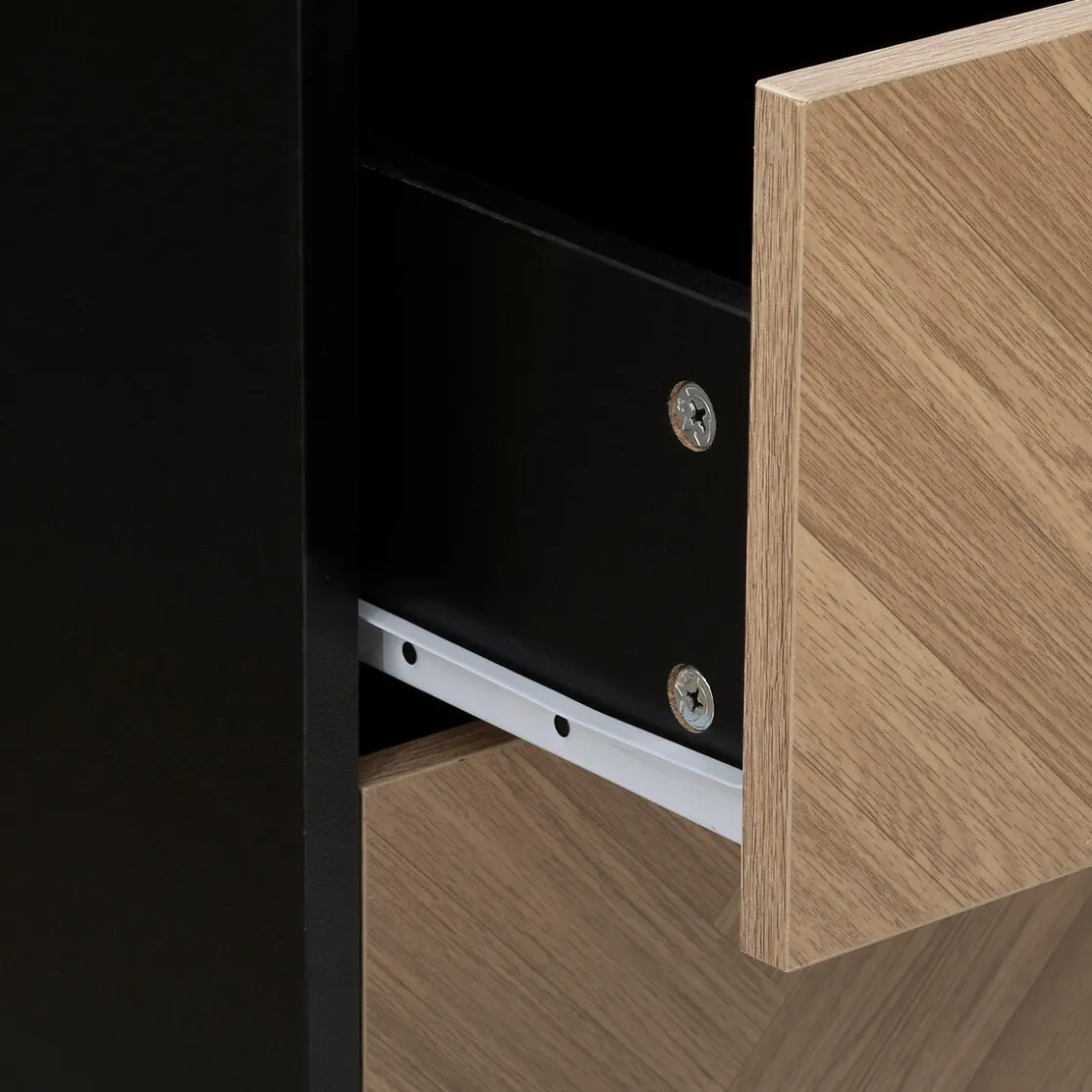 5five Commode 4 tiroirs, Effet pin naturel et noir