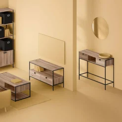 5five Console 2 tiroirs - Effet bois, Noir