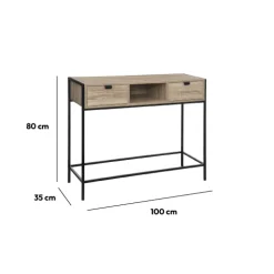 5five Console 2 tiroirs - Effet bois, Noir