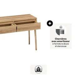 5five Console 2 tiroirs, Effet chêne naturel