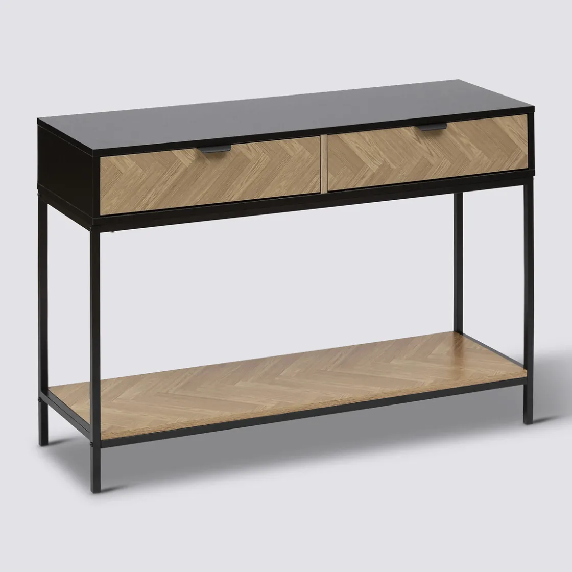 5five Console 2 tiroirs, Effet pin naturel et noir