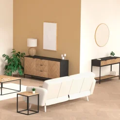 5five Console 2 tiroirs, Effet pin naturel et noir