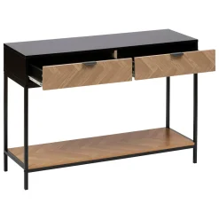 5five Console 2 tiroirs, Effet pin naturel et noir