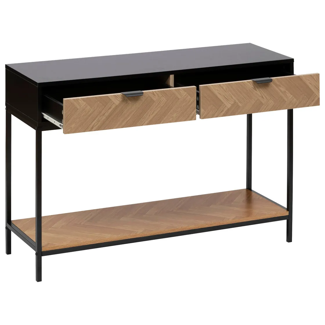 5five Console 2 tiroirs, Effet pin naturel et noir