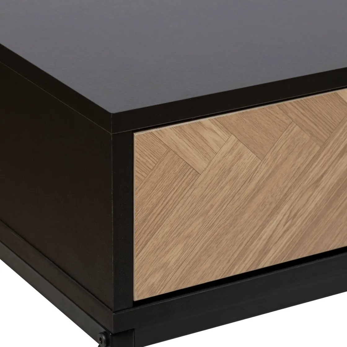 5five Console 2 tiroirs, Effet pin naturel et noir