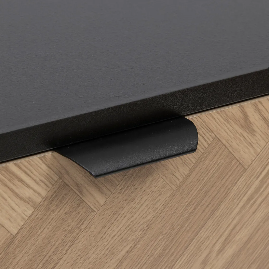 5five Console 2 tiroirs, Effet pin naturel et noir