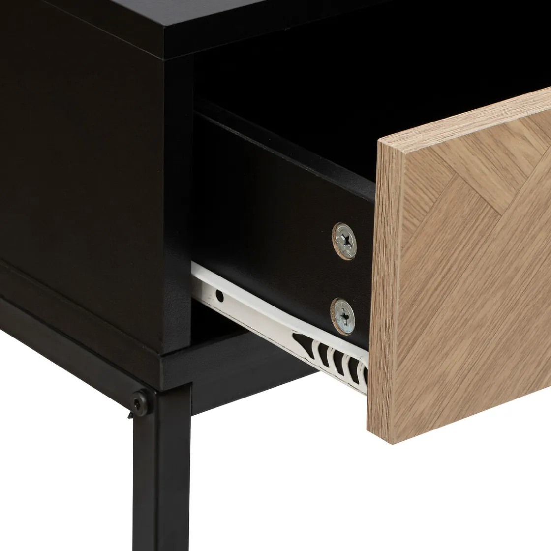 5five Console 2 tiroirs, Effet pin naturel et noir