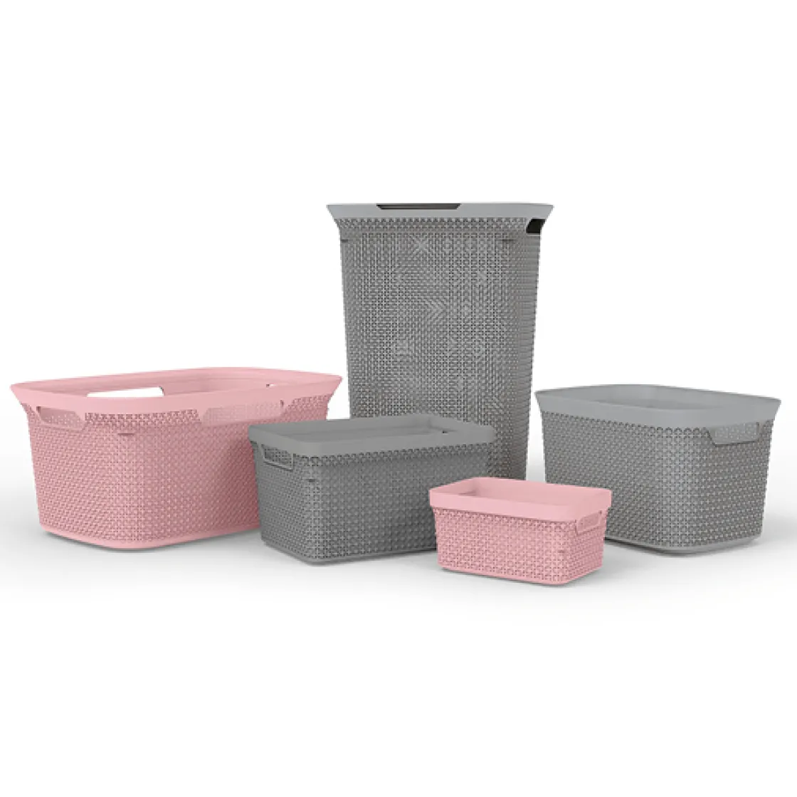 5five Corbeille à linge 45L, Gris